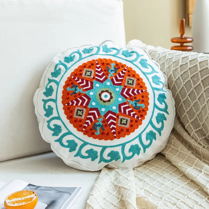 Boho Style Moroccan Cushion Red White and Blue 45cm only pillowcase