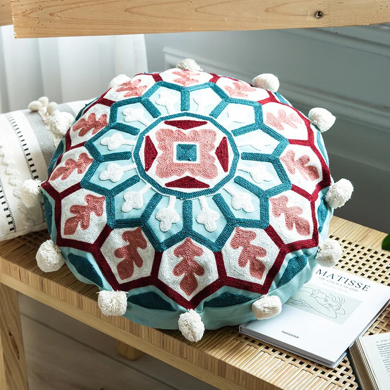 Boho Style Moroccan Cushion Red and Blue 45cm only pillowcase