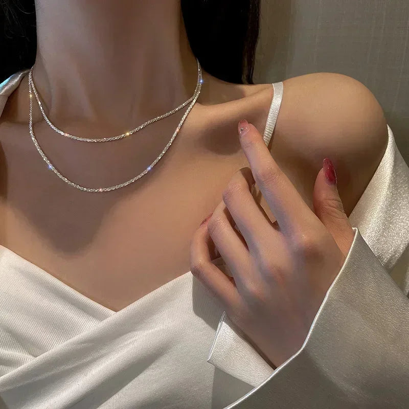Clavicle Necklace Silvery