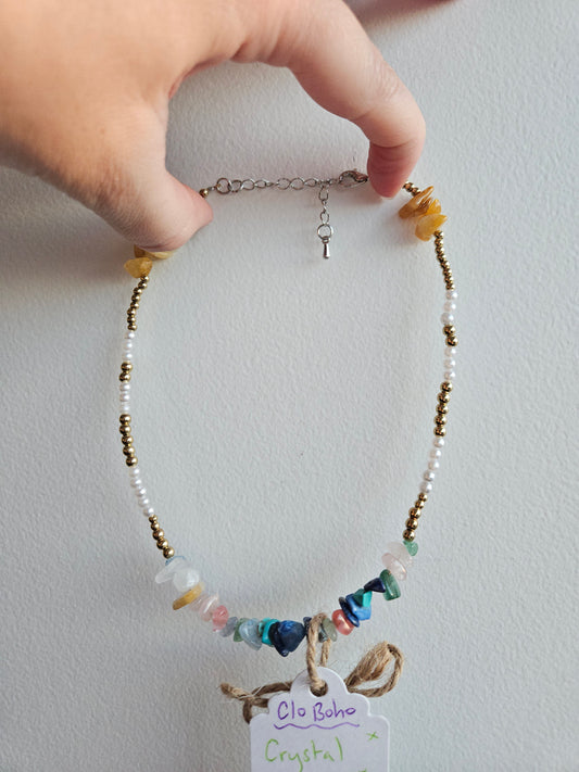 Peace Crystal Chip Choker Necklace