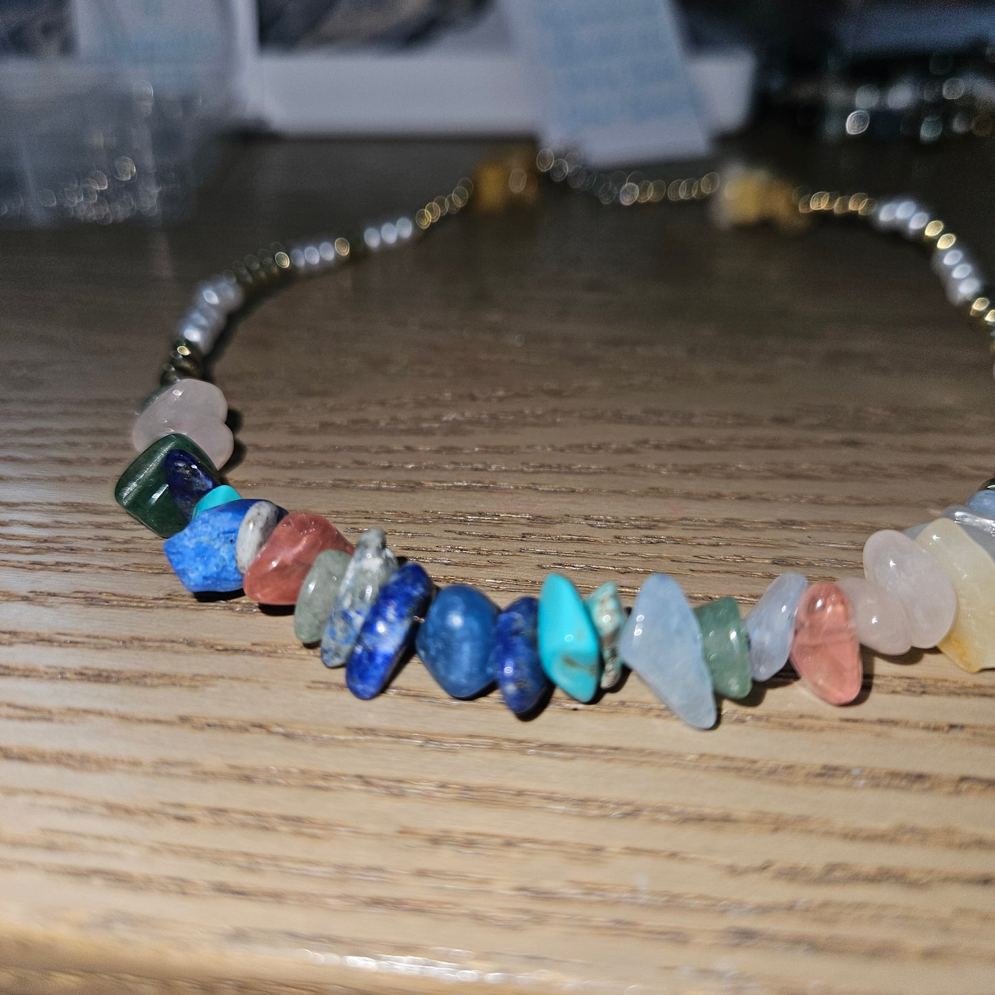 Peace Crystal Chip Choker Necklace