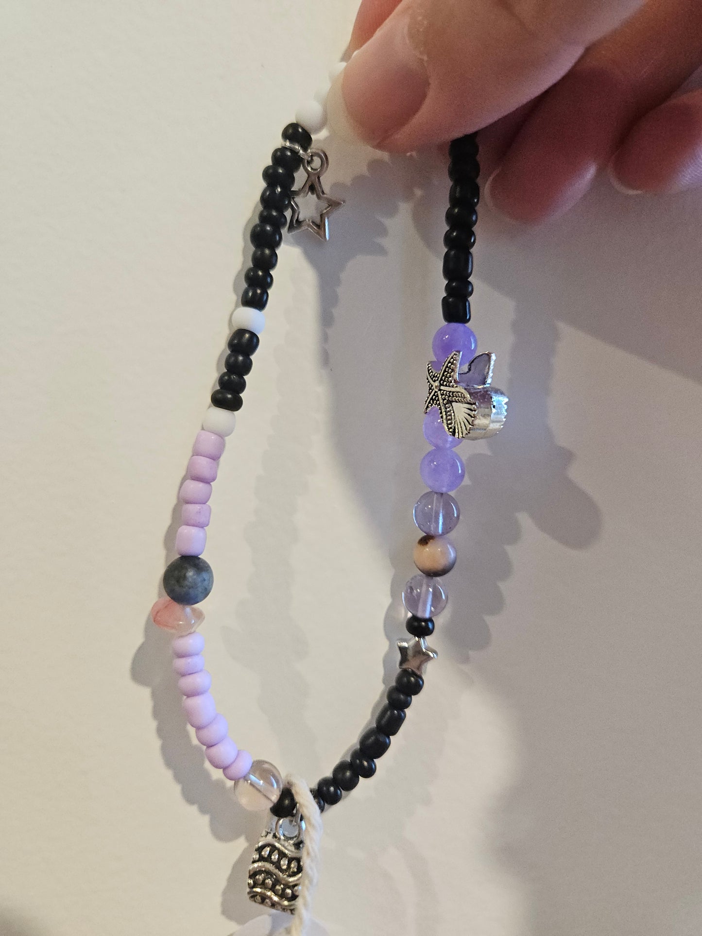 Gemstone and Seed Bead Anklets Pretty Vibes - Amethyst, Ametrine, Red Netsone, Sesame Jasper, Cherry Quartz