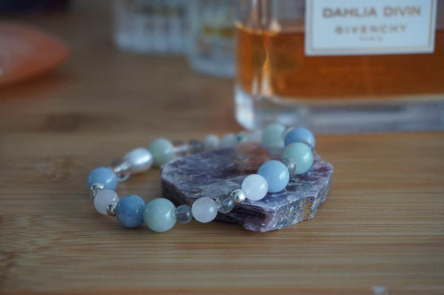 Gemstone Charm Bracelets! Angelic & Pure Vibes - Angelite - Aquamarine - White Jade - Labradorite - Clear Quartz - White Freshwater Pearls - Zebra Jasper