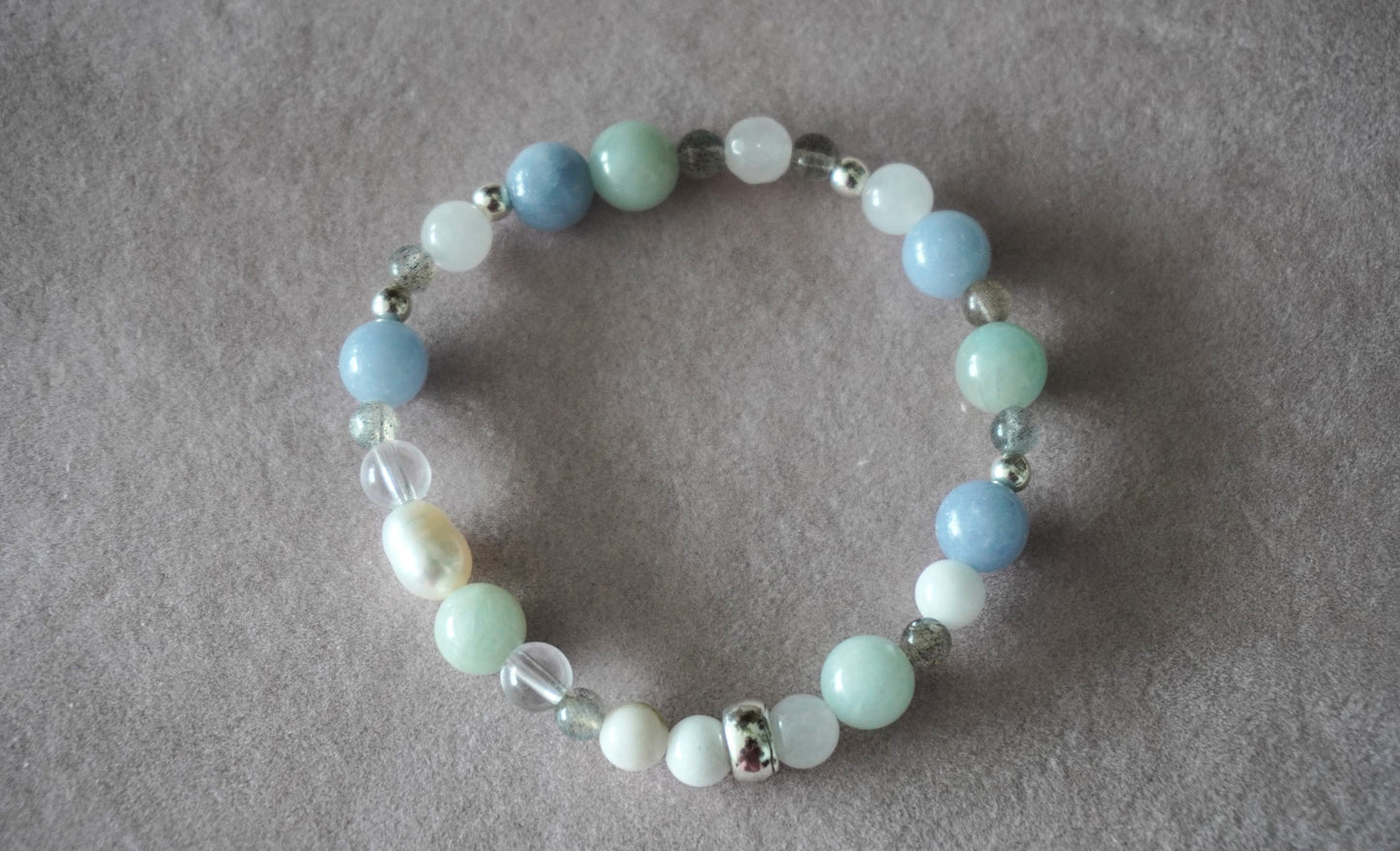 Gemstone Charm Bracelets! Angelic & Pure Vibes - Angelite - Aquamarine - White Jade - Labradorite - Clear Quartz - White Freshwater Pearls - Zebra Jasper