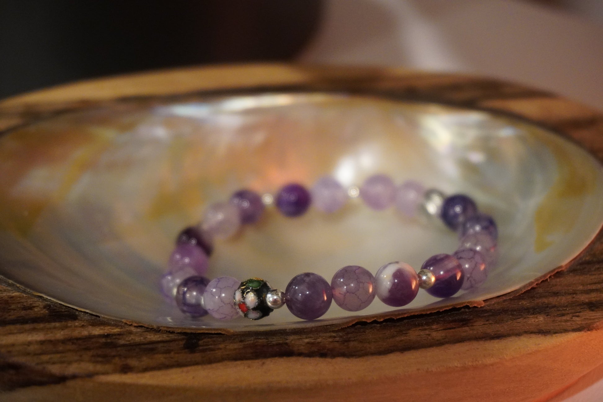 Gemstone Charm Bracelets! Peace & Protection - Amethyst - Purple Cracked Quartz