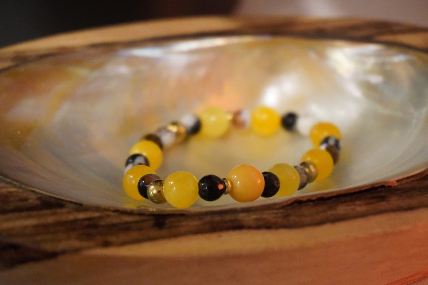 Gemstone Charm Bracelets! Happiness & Health - Yellow Agate - Zebra Jasper - Dyed Jade