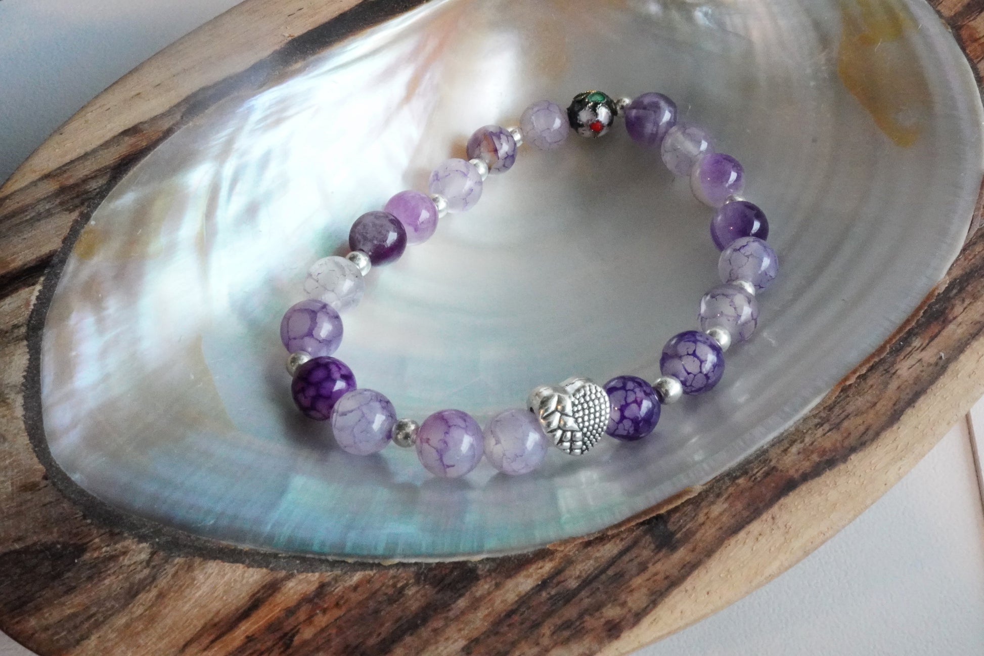 Gemstone Charm Bracelets! Peace & Protection - Amethyst - Purple Cracked Quartz