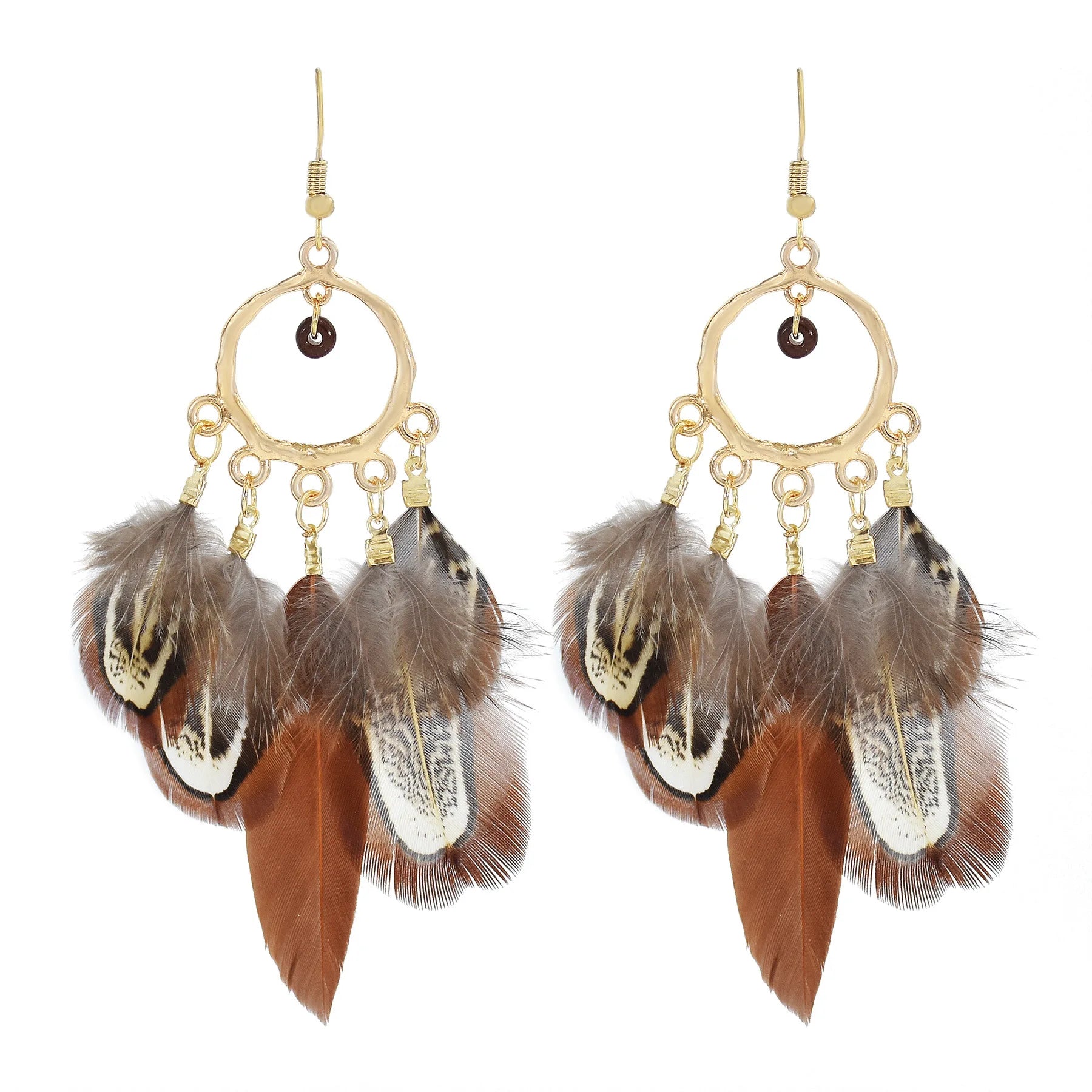 Feather Boho Earrings Brown 1