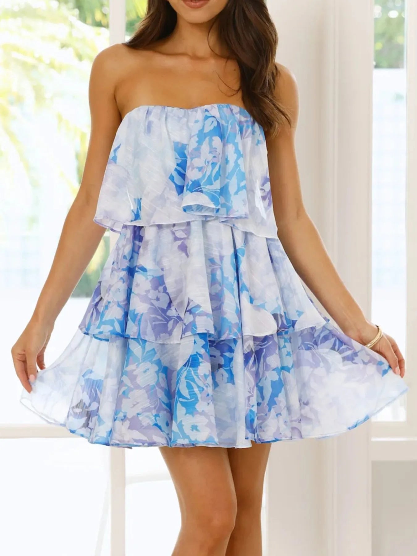 Floral Party Dress Blue