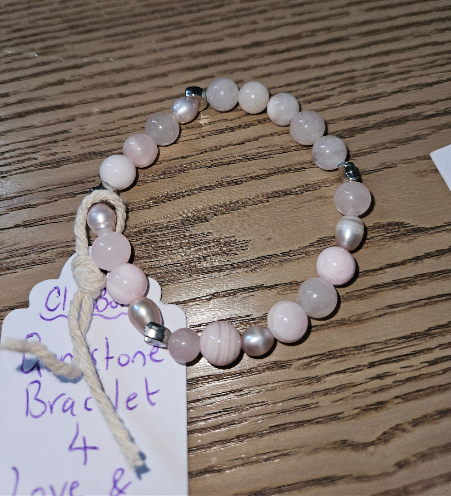 Gemstone Charm Bracelets! Love & Peace - Rose Quartz - Pink Freshwater Pearls