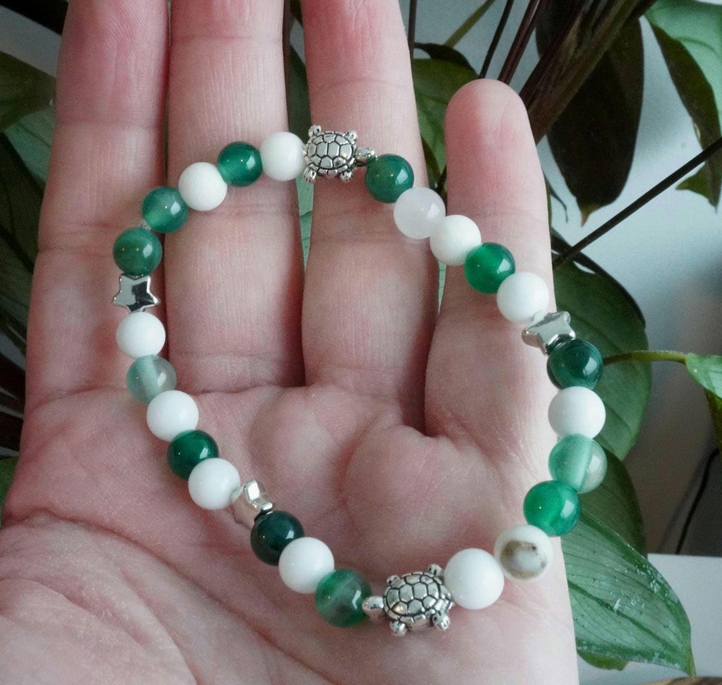 Gemstone Charm Bracelets! Gratitude - White Jade - Chalcedony - Calcite - Zebra Jasper