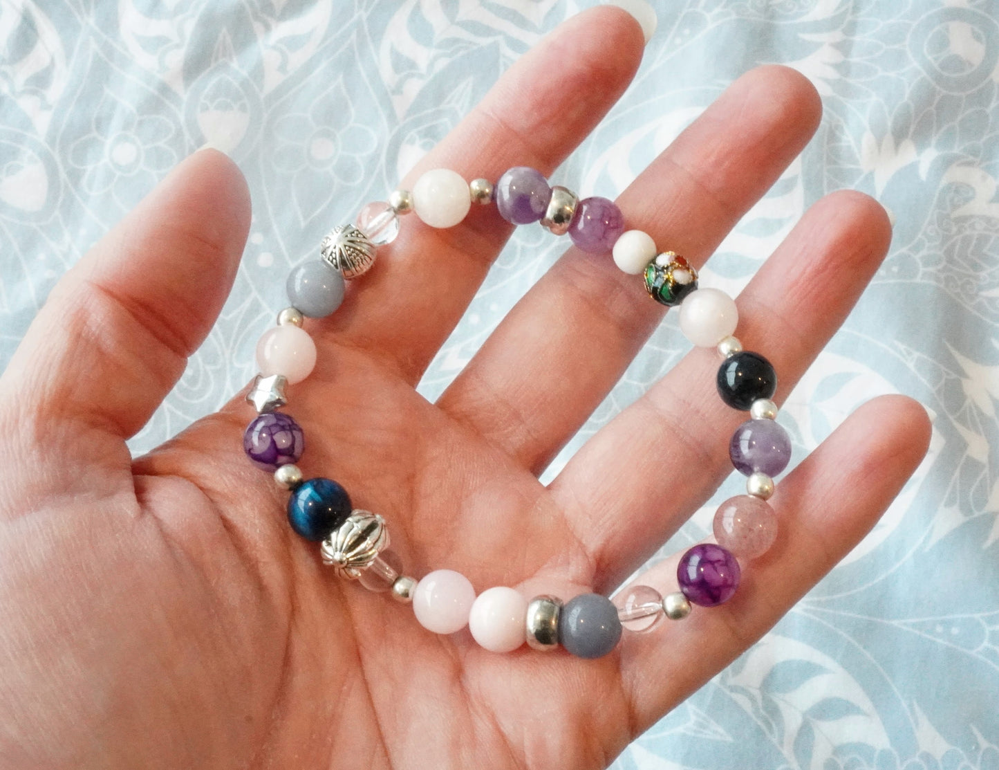 Gemstone Charm Bracelets! Girly Vibes & Prettiness - Amethyst - Purple Jade - Morganite - White Jade - Blue Quartz - Blue Tiger Eye - Strawberry Quartz - Clear Quartz