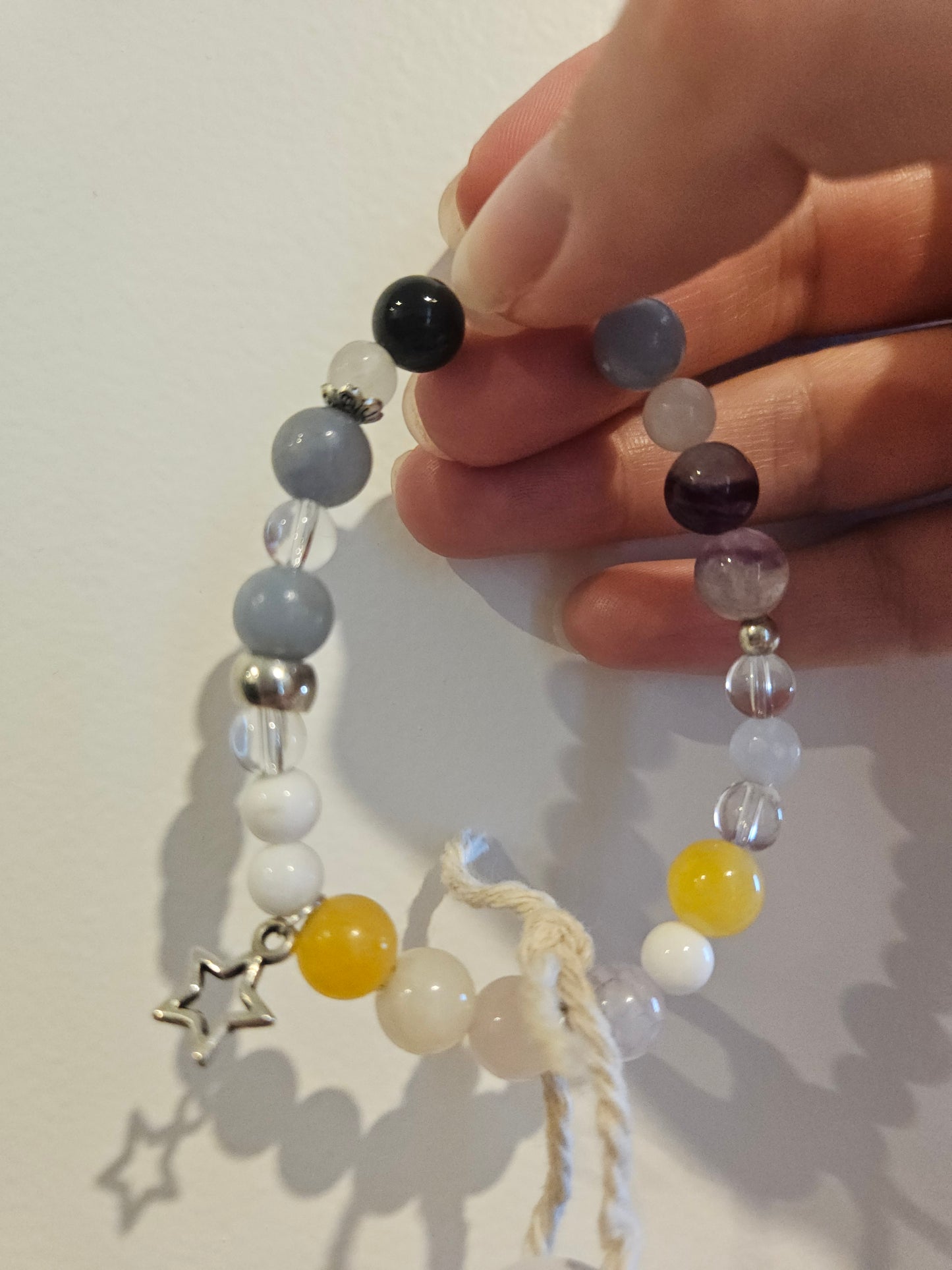 Gemstone Charm Bracelets! Positivity & Happiness - Yellow Agate - Rose Quartz - Clear Quartz - Fluorite - White Jade - Angelite - Calcite - Purple Jade - Black Onyx - Purple Cracked Quartz