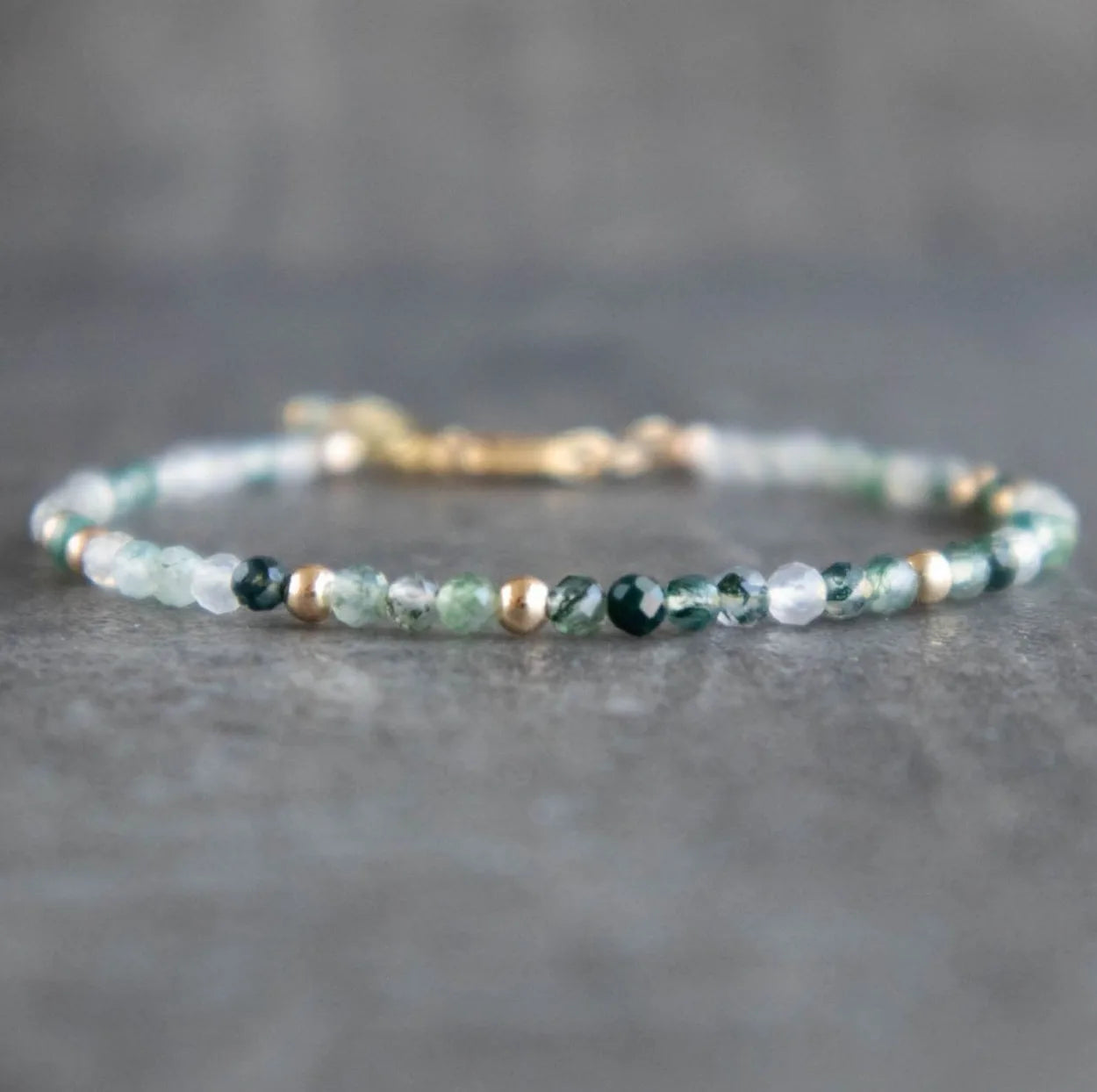 Handmade Metal Crystal Bracelet Moss Agate