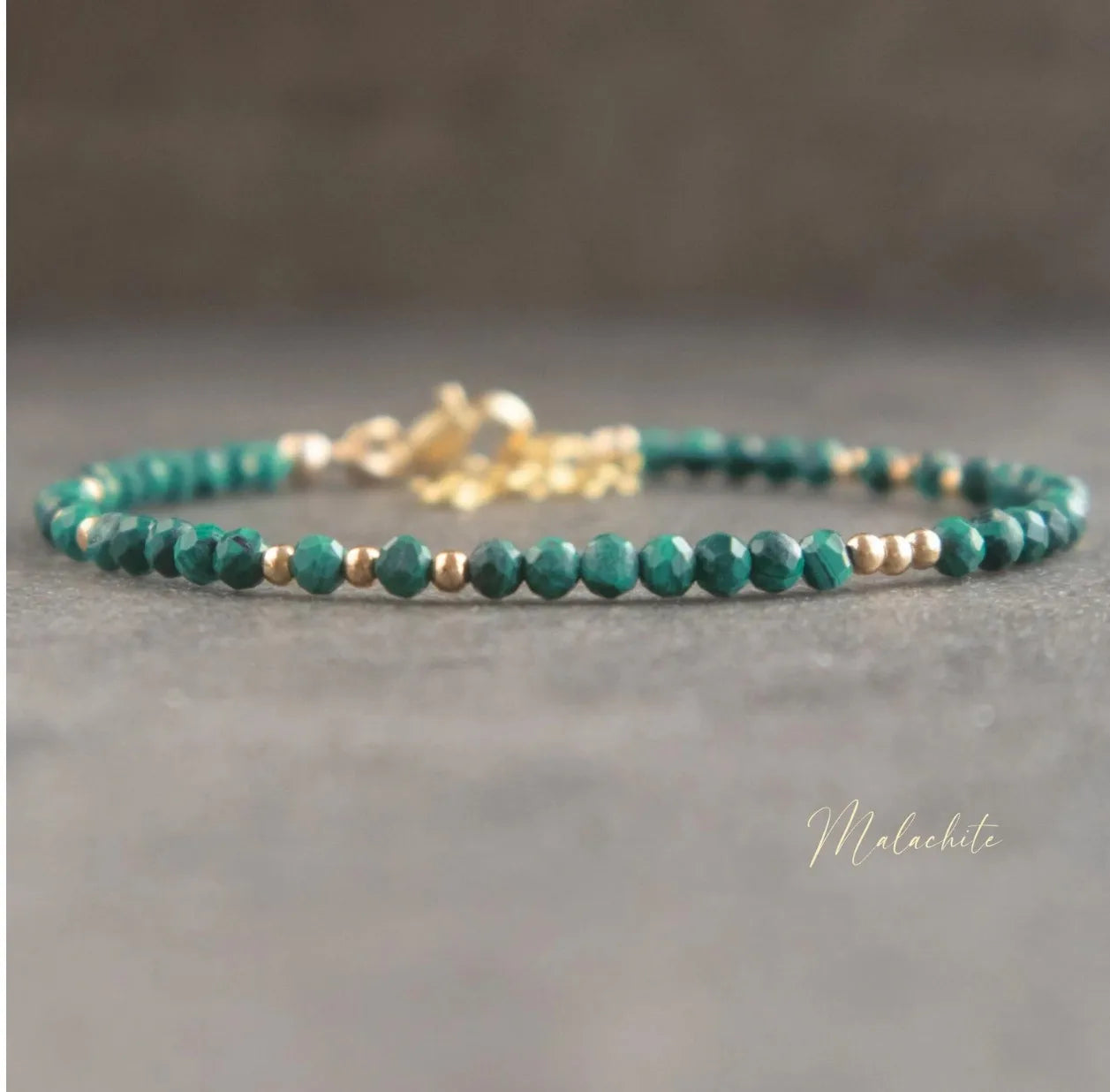 Handmade Metal Crystal Bracelet Malachite