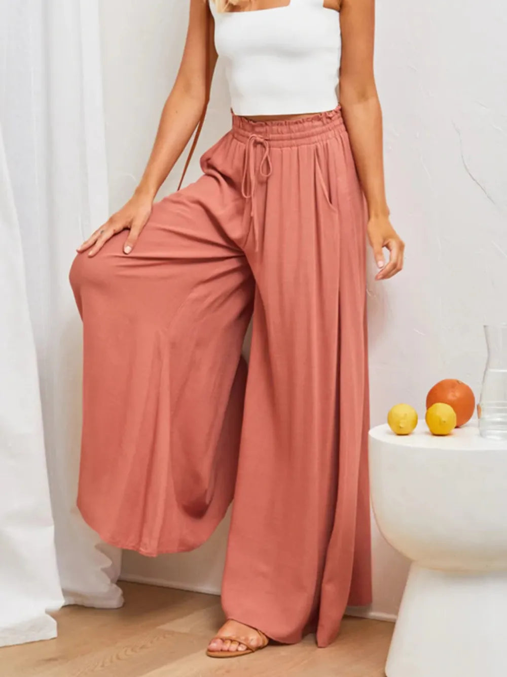 High Waist Cool Pants Coral