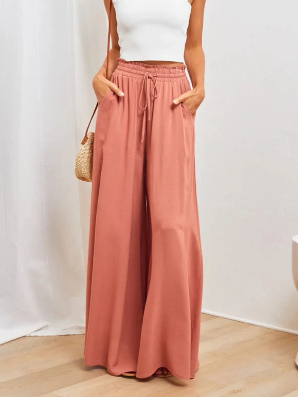 High Waist Cool Pants Coral