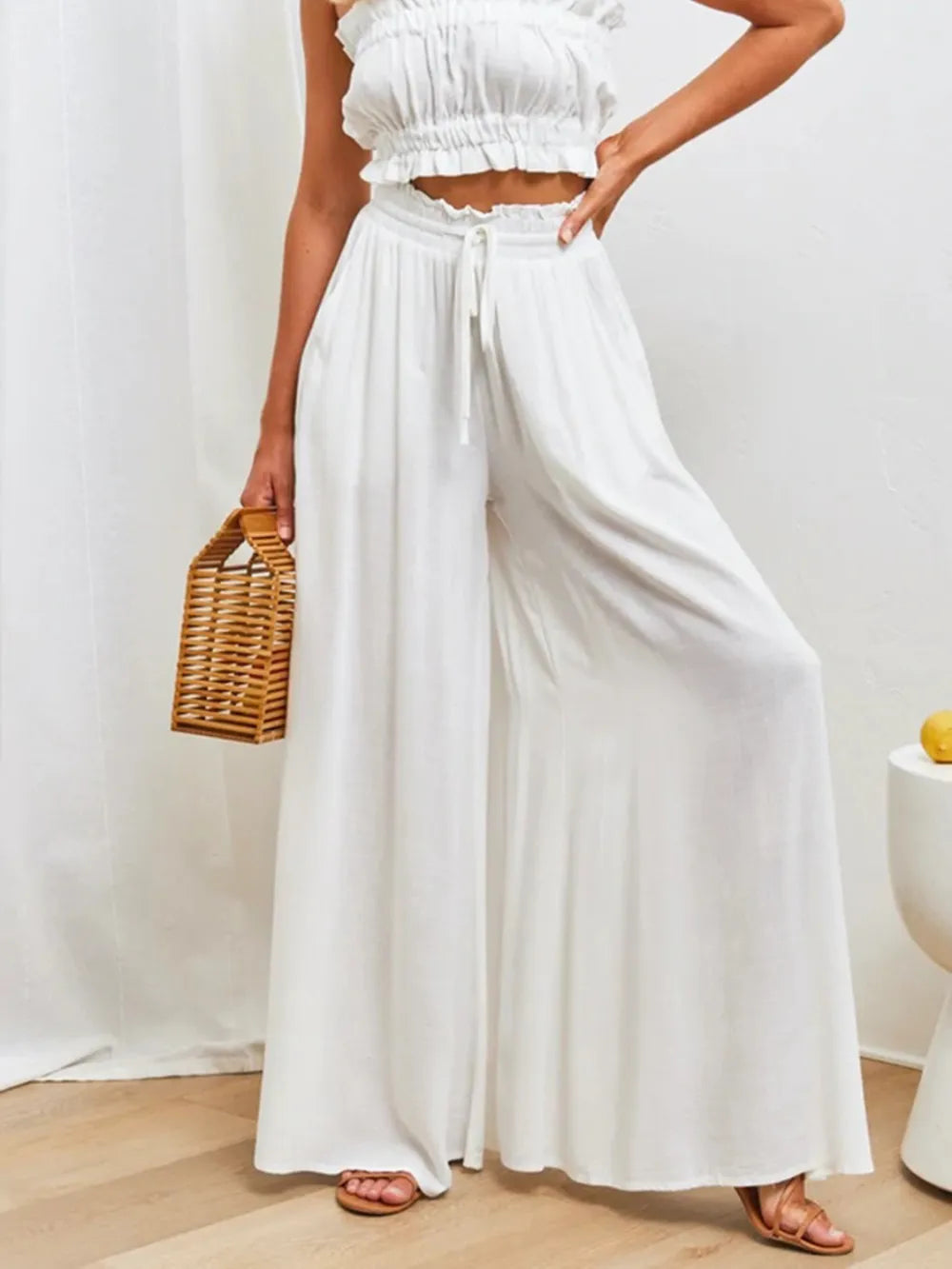 High Waist Cool Pants White