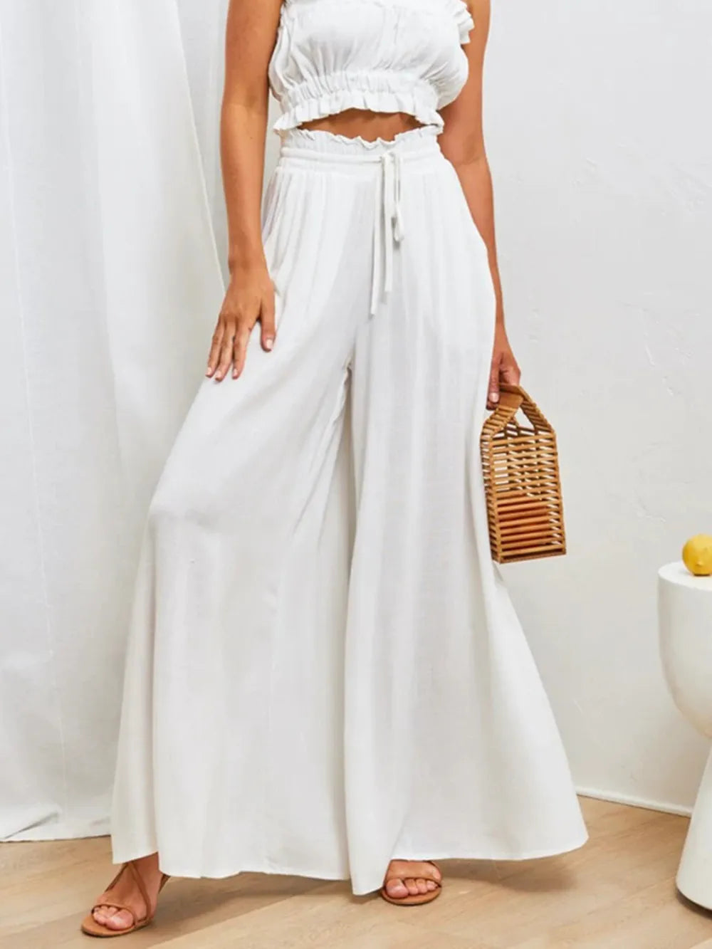 High Waist Cool Pants White