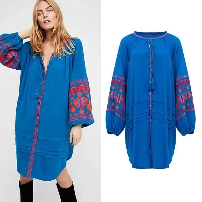 Hippy Tunic Dress Blue