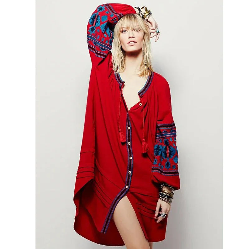 Hippy Tunic Dress Red