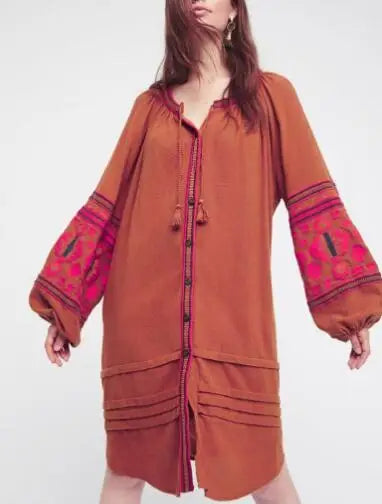 Hippy Tunic Dress Orange Red