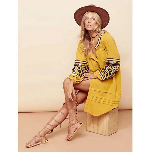 Hippy Tunic Dress Gold