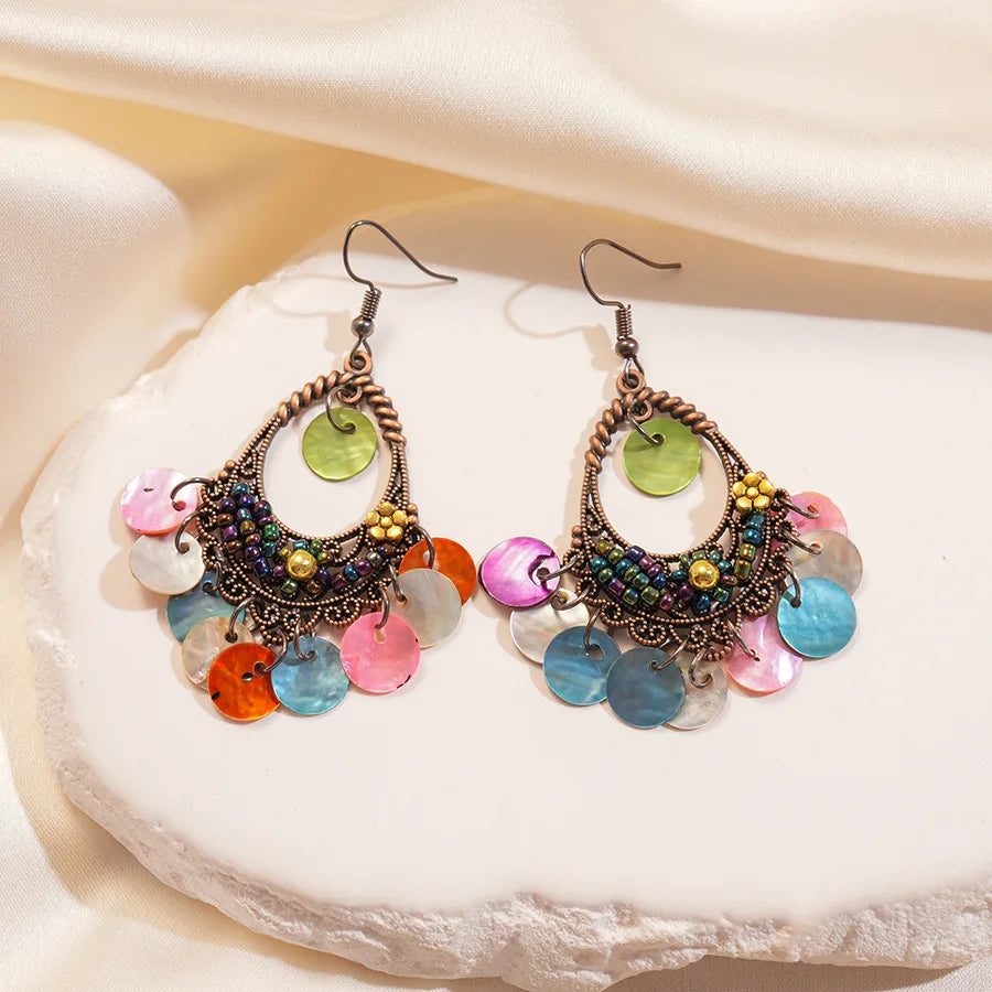 Hollow Shell Earrings Colorful