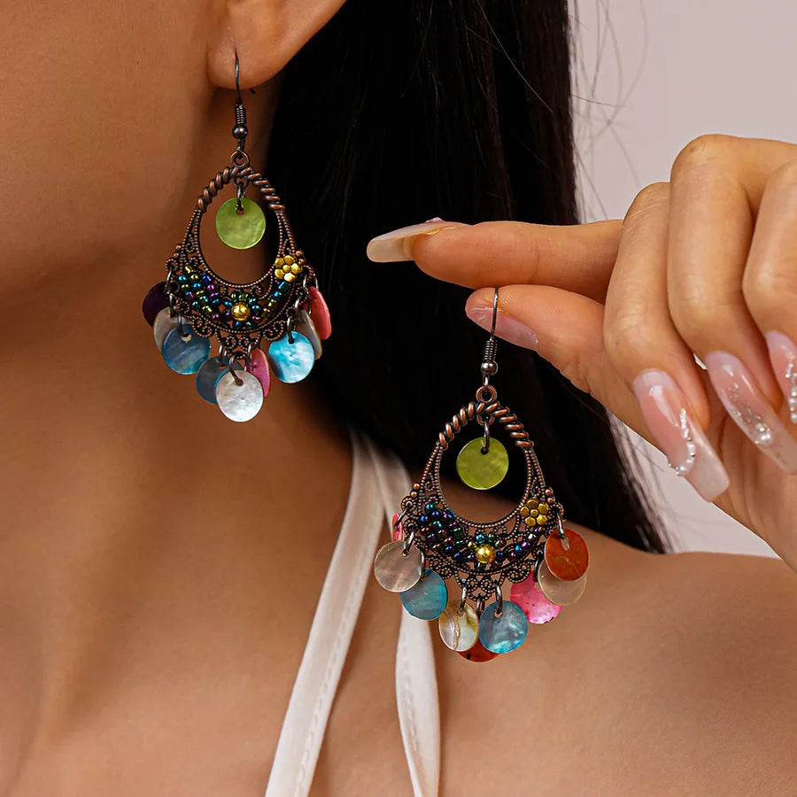 Hollow Shell Earrings Colorful