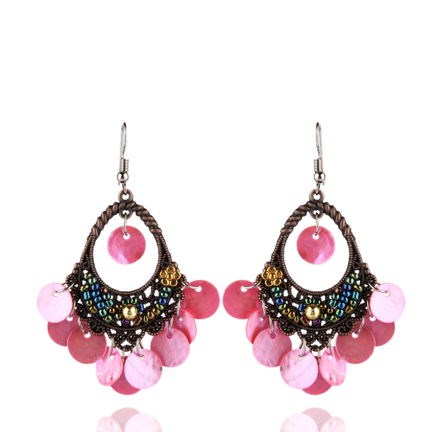 Hollow Shell Earrings Pink