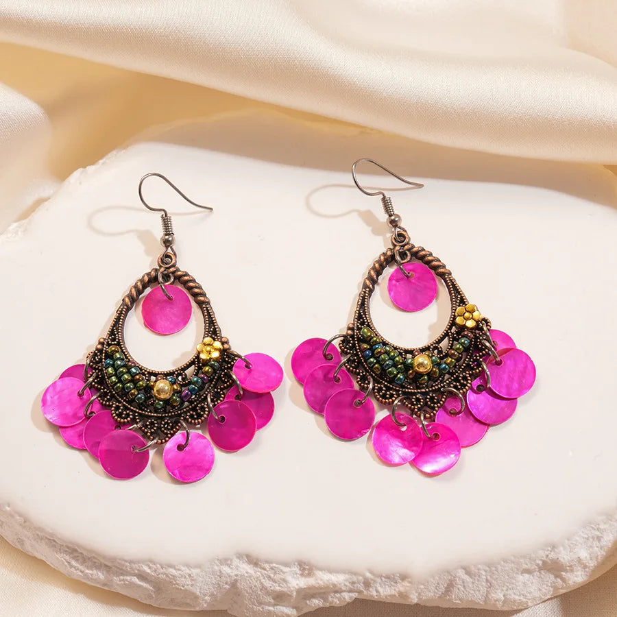 Hollow Shell Earrings Light Purple
