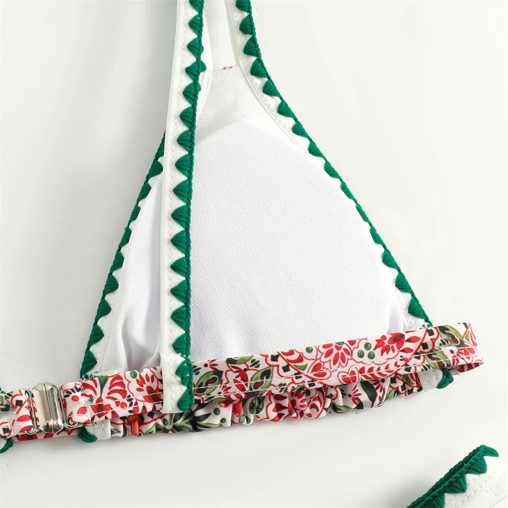 Kawaii Boho Bikini Green border