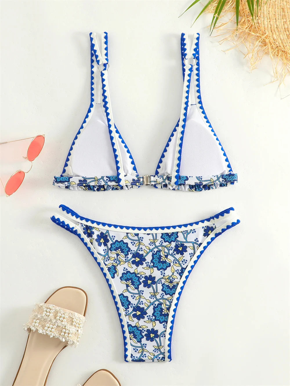 Kawaii Boho Bikini Blue border
