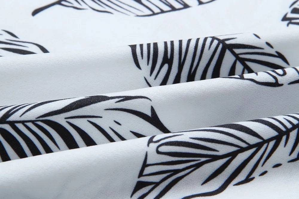 Leafprint Beachy Dress Black