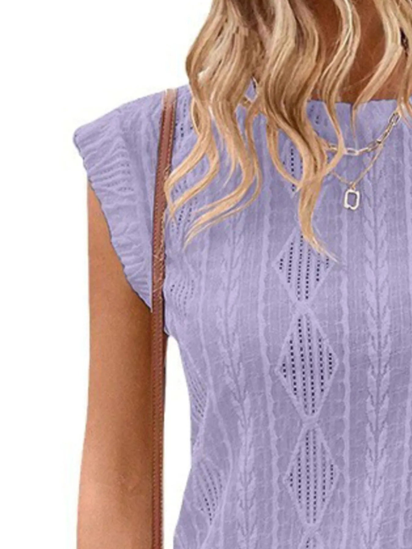 Open Neck Top Lilac Purple