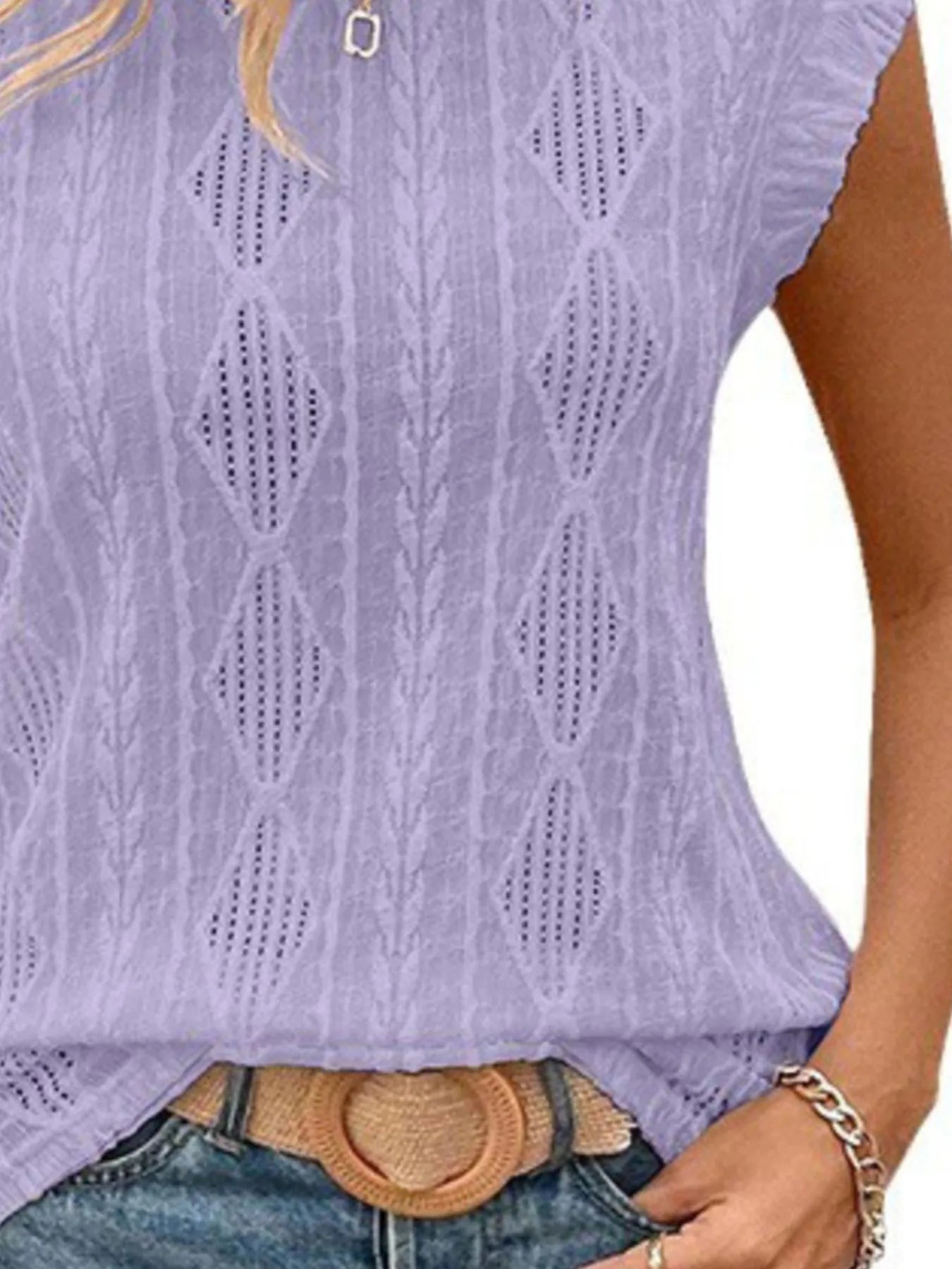 Open Neck Top Lilac Purple