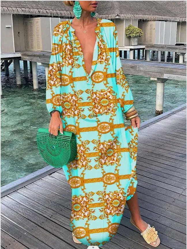 Oversized Boho Dress Gourd Green
