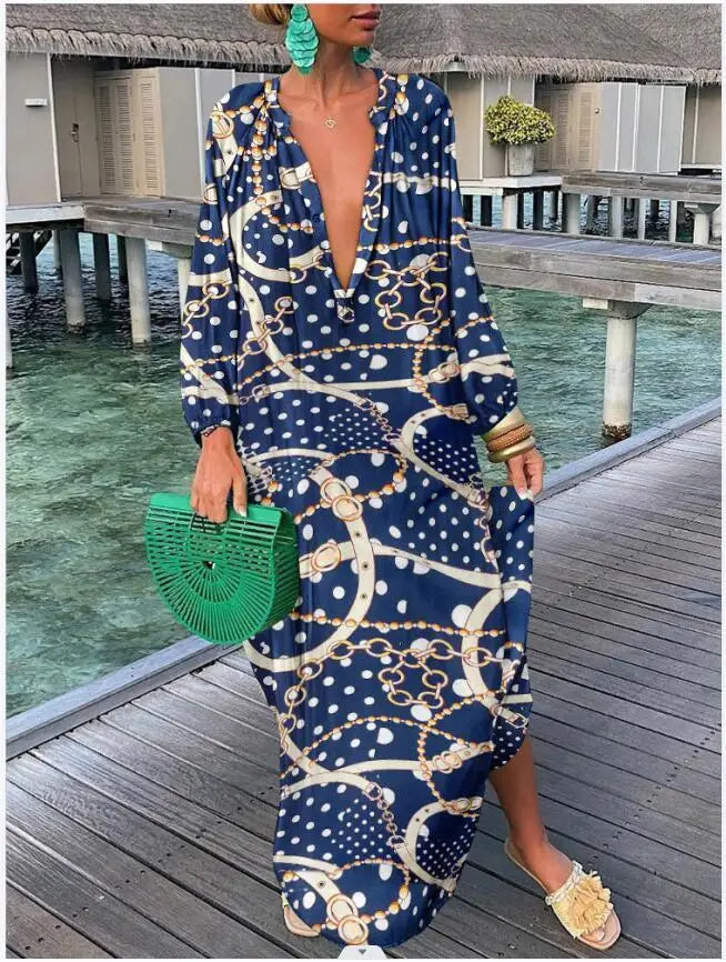 Oversized Boho Dress Deep Blue