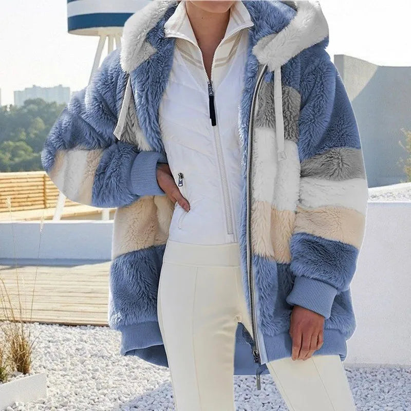 Plush Warm Coat Blue