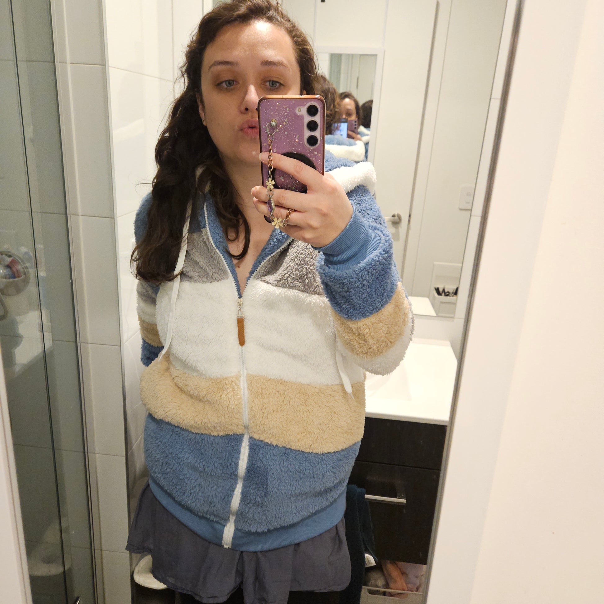 Plush Warm Coat Blue