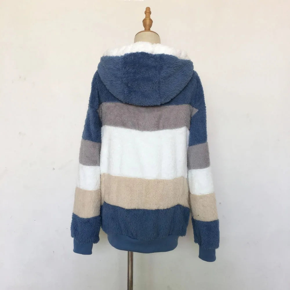 Plush Warm Coat Blue