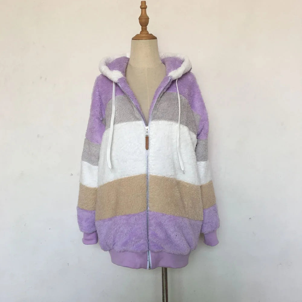 Plush Warm Coat Purple