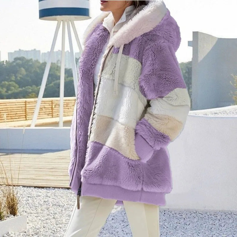 Plush Warm Coat Purple