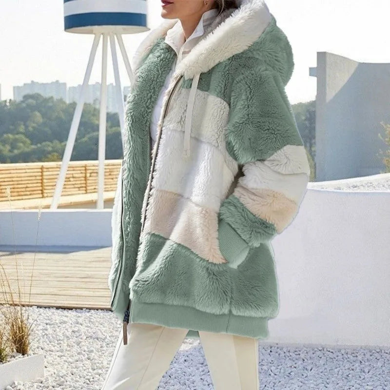 Plush Warm Coat Green