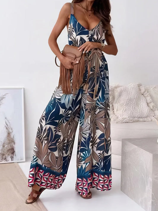 Printed Jumpsuit French Blue