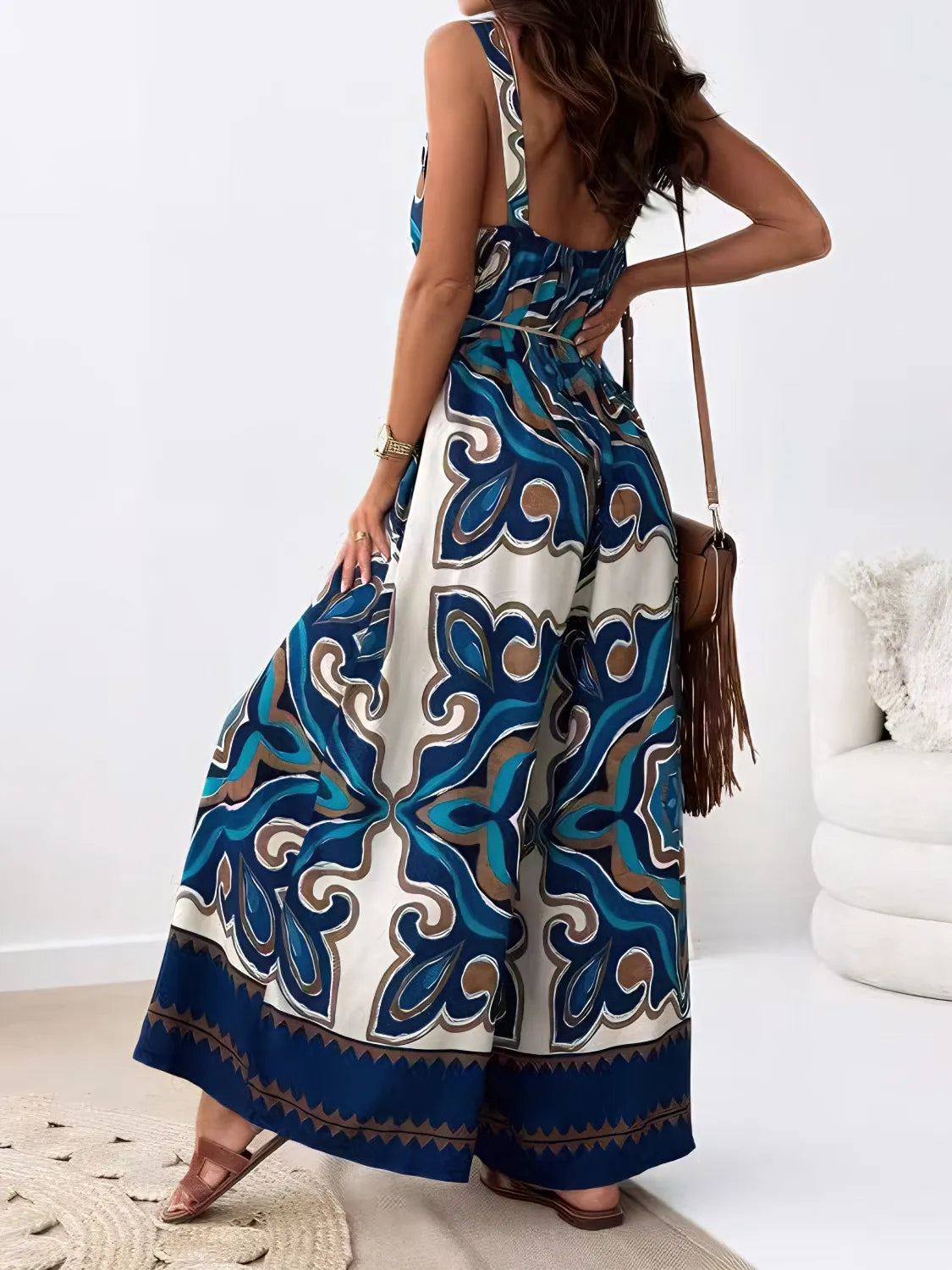 Printed Jumpsuit Peacock Blue