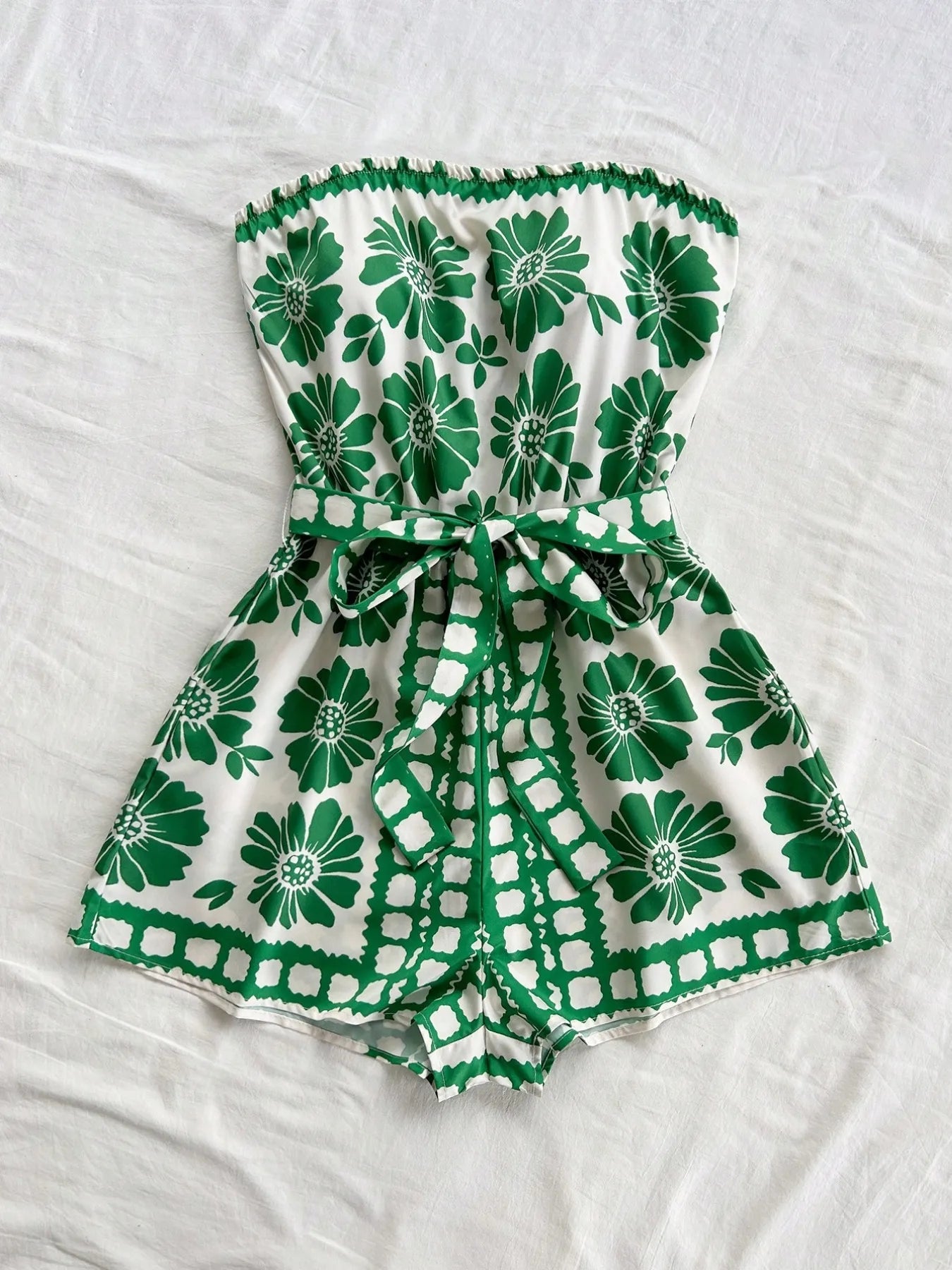 Printed Romper Green