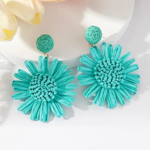 Rattan Boho Earrings Green