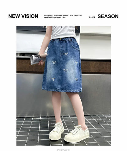 Denim Bow Skirt