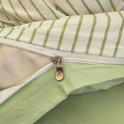 Green Striped Duvet Set